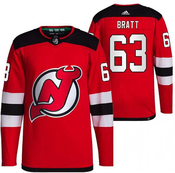 Men%27s New Jersey Devils #63 Jesper Bratt Red Stitched Jersey->new jersey devils->NHL Jersey